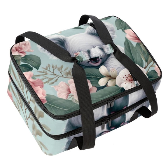 Koala Double Layered Insulated and Refrigerated Lunch Bag with Two Compartments, Large Capacity, and Hand Carry Handle - 7.1x11.4x16.1 Inches