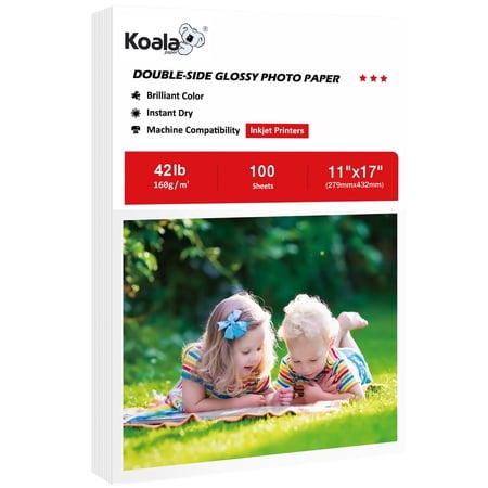 Koala Double Sided Glossy Photo Paper 11X17 inches 100 Sheets 42lb Inkjet Printer Brochure Paper