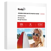 Koala Double Sided Matte Inkjet Photo Paper 12x12 inch, 66lb 250gsm, 50 Ct,Thick Card Stock Paper, DIY Scrapbook, Craft, Cards