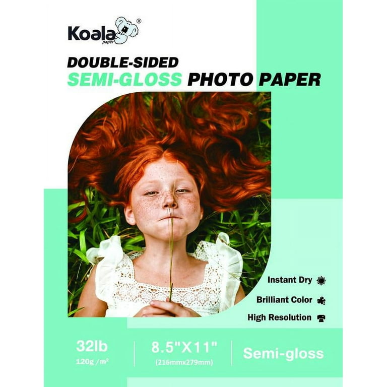 Koala Double Sided Semi-Gloss Photo Paper 8.5X11 32LB Thin Compatible with  Inkjet and Laser Printer for Brochure Flyer Printing 40 Sheets 