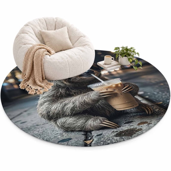 Koala Drink Iced Coffee Area Rug 3', Modern City Sidewalk Funny Soft ...
