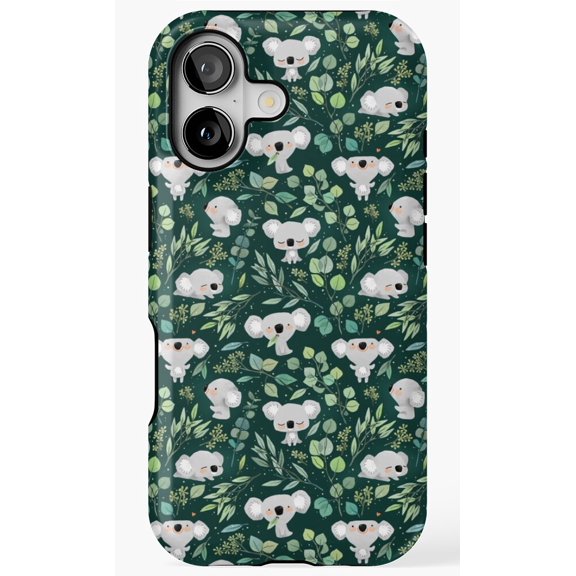 Koala Eucalyptus Pattern Green Phone Case for iPhone 11 12 13 14 15 16 17 Pro Max