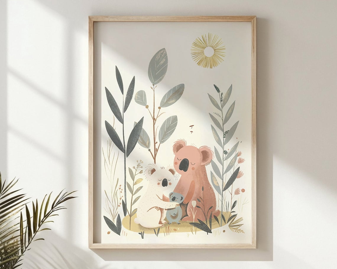 Koala Family Print, Nursery Wall Art Kids Posters Decor Gift Australian ...