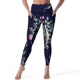 thumbnail image 1 of Koala Floral Navy Print Leggings Legging Gym Gym Pants Gym Clothing Womens Leggings, 1 of 6