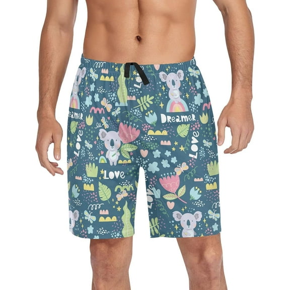 Koala Flowers Pajama shorts Mens Lounge Sleep Shorts Casual Men Pajama Bottoms with Drawstring & Pockets