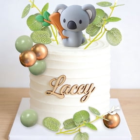 Koala Forest Cake Topper Set - Natural Green & Gold Decor for Themed Party Celebrations