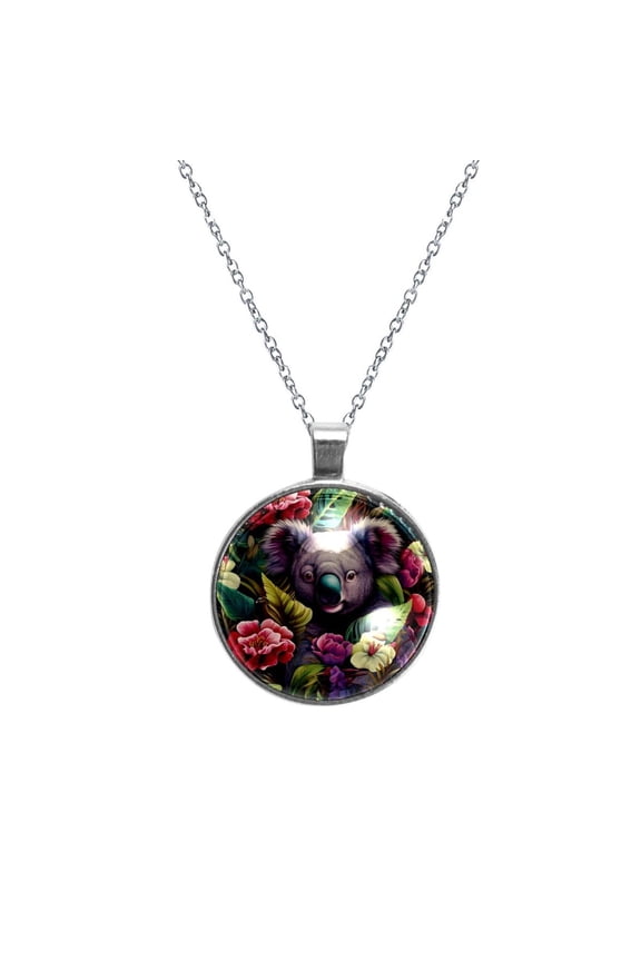Koala Glass Circular Pendant Necklace - Elegant Jewelry for Women