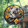 thumbnail image 1 of Koala Glass Suncatcher, Australian Animal Window Art, Tropical Flower Tree Design, 7.9 in, 1 of 3