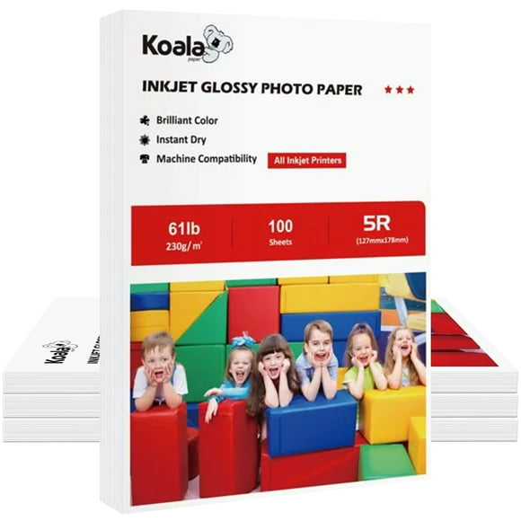 Koala Glossy Photo Paper 5x7 inch, 400 Count Bulk, White Blank Cardstock 5x7 Thick Paper 61lb, Heavyweight for Inkjet Printers, 230gsm 12Mil