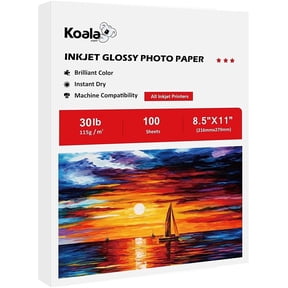Koala Glossy Printer Paper 8.5x11 30lb, 100 Sheets, Thin Glossy Photo Paper for Inkjet Printers 115gsm Best Shiny Paper for Custom Chip Bags, Party Decors