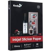 Koala Glossy Sticker Paper for Inkjet Printer 8.5x11 Inch Self-Adhesive Photo Paper 50 Sheets, Printable Sticker Paper for Printers DIY Photo Stickers, Labels, Decors
