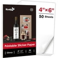 Koala Glossy Sticker Paper for Inkjet Printer, 4x6 Inch 50 Sheets White