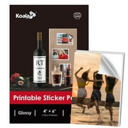 Koala Glossy Sticker Paper for Inkjet Printer, White Adhesive Photo Paper 4x6 In Glossy Photo Sticker Paper 50 Sheets