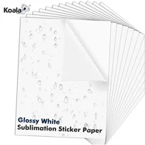 Koala Glossy White Sublimation Sticker Paper 20 Sheets, Waterproof Vinyl Sticker Paper 8.5x11 for Sublimation Heat Transfer