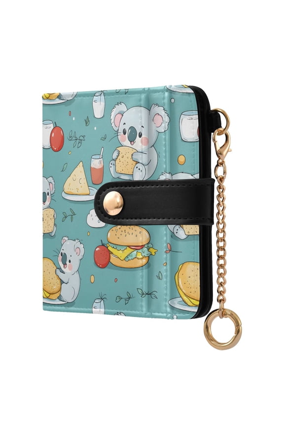 Koala Hamburger Small Wallet for Women RFID Blocking Bifold PU Leather Credit Card Holder with Zipper Coin Pocket Compact Cute Travel Purse Magnetic Snap 7 Card Slots