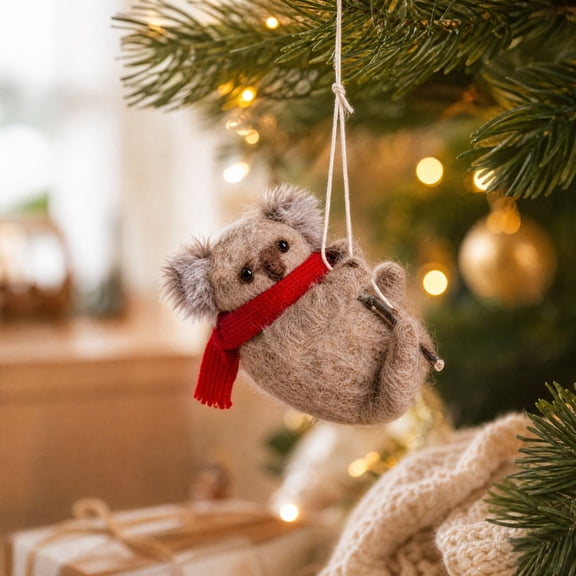 Koala Hanging Ornament, Decorative Animal Display Pendant, for Christmas Tree Decorating, Seasonal Home Displays and Holiday Gift Exchanges, Festive Accent for Family Celebrations