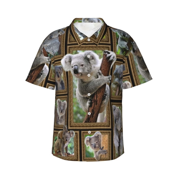 Koala Hawaiian Shirts For Men, Summer Short-Sleeve Relaxed-Fit Button-Down Shirts Xx-Large
