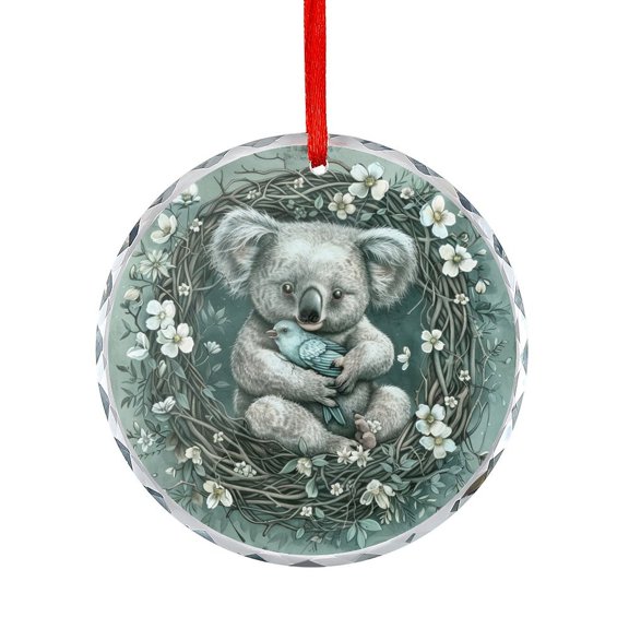 Koala Holding A Bird Christmas Ornament Ornaments for Teacher Coworker Boss Friend Mentors Retro Koala Country Animal Printing Holiday Ornaments