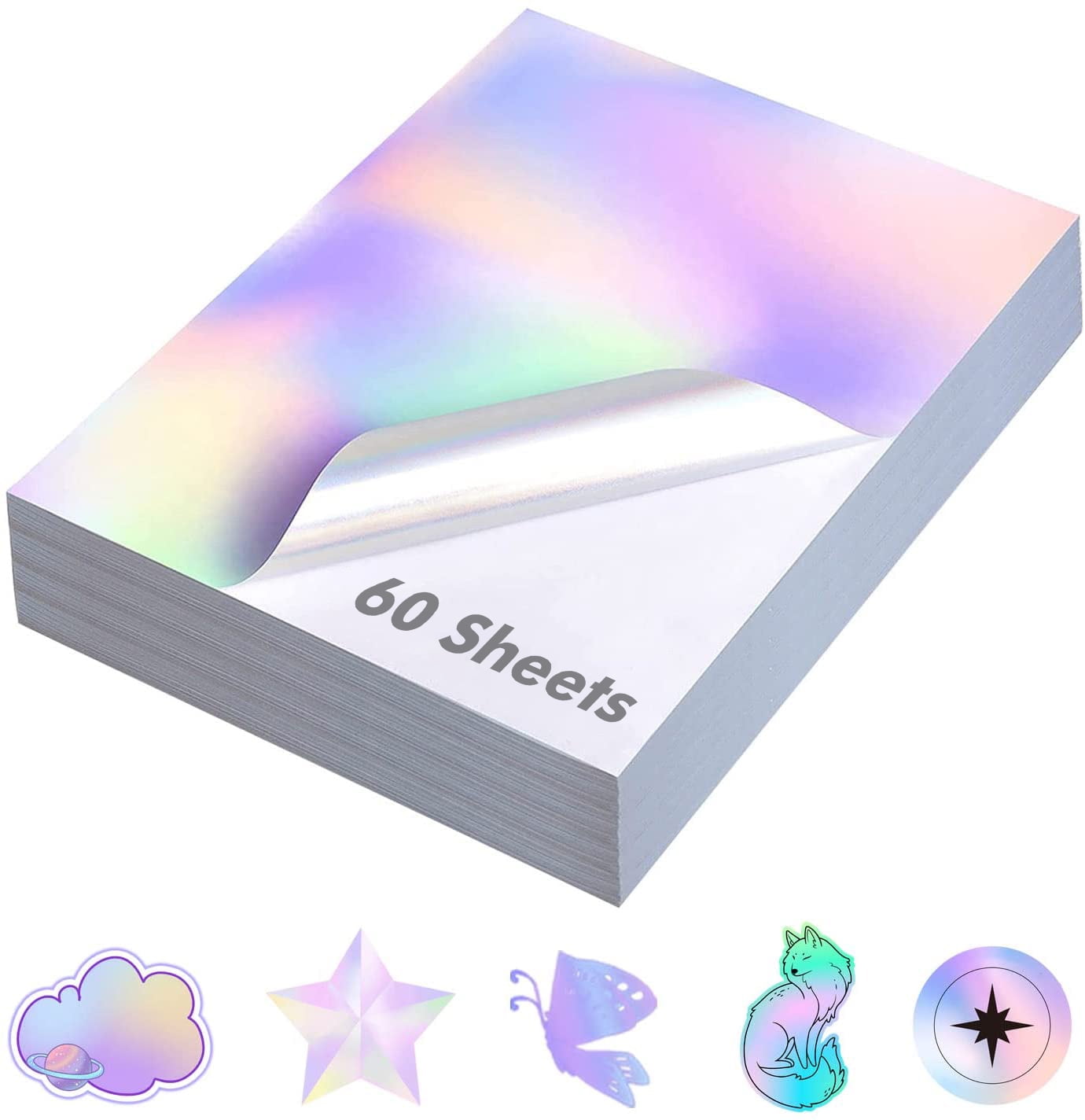 Holographic Sticker Paper Waterproof Clear Printing Dries Quickly Vivid  Colors Tear Resistant Printer Paper for Inkjet