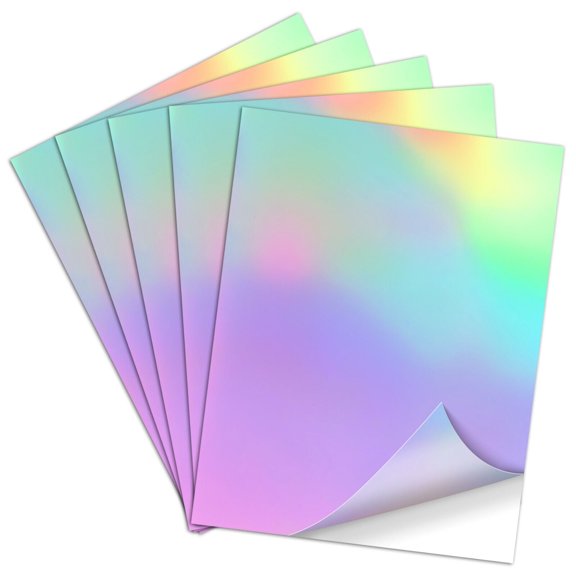 Koala Holographic Clear Self-Adhesive Laminting Sheets A4, 20 Sheets, RAINBOW Overlay Film, Peel and Stick, No Machine Needed