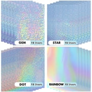Koala Holographic Sticker Paper for Printers,Glossy,60 Sheets Mixed 4 Patterns,Waterproof, Durable, 8.5x11 Printable Vinyl Sticker Paper for Inkjet + Laser