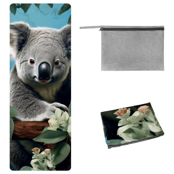Koala Hot Yoga Towel with Storage Bag, 72.8"x26.8", Suitable for Yoga, Pilates, Fitness, etc. - Yoga Blankets, Yoga Mat Towel