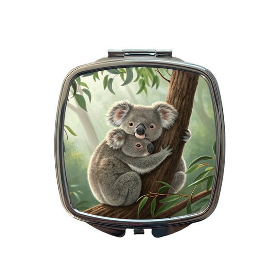 Koala Hug Mom Kid Travel Makeup Handbag Purse Small Pocket Compact Mirror