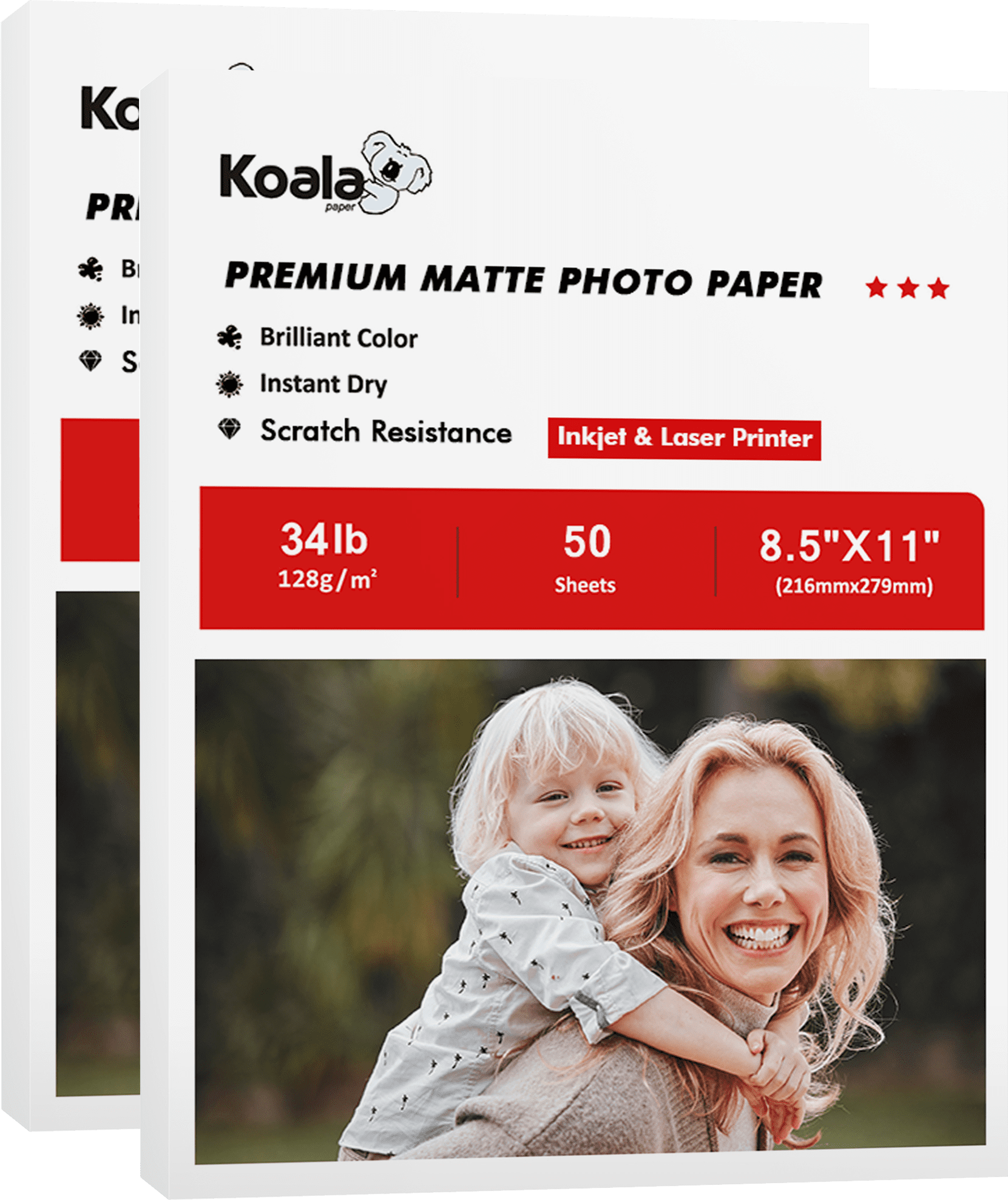 Koala Inkjet Matte Photo Paper 8.5x11 White for Inkjet & Laser 34lb 8Mil  Thin for Pictures, Presentation, Flyer, Brochures 