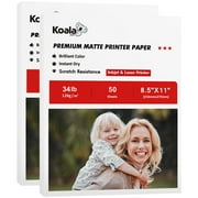Koala Inkjet Matte Photo Paper 8.5x11 White for Inkjet & Laser 34lb 8Mil Thin for Pictures, Presentation, Flyer, Brochures