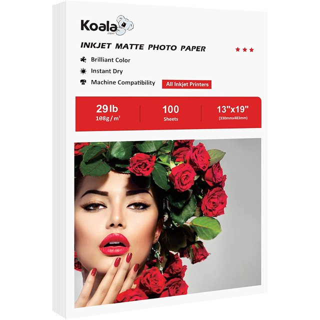 Koala Inkjet Photo Printer Paper 100 Sheets Matte 13x19 inch White