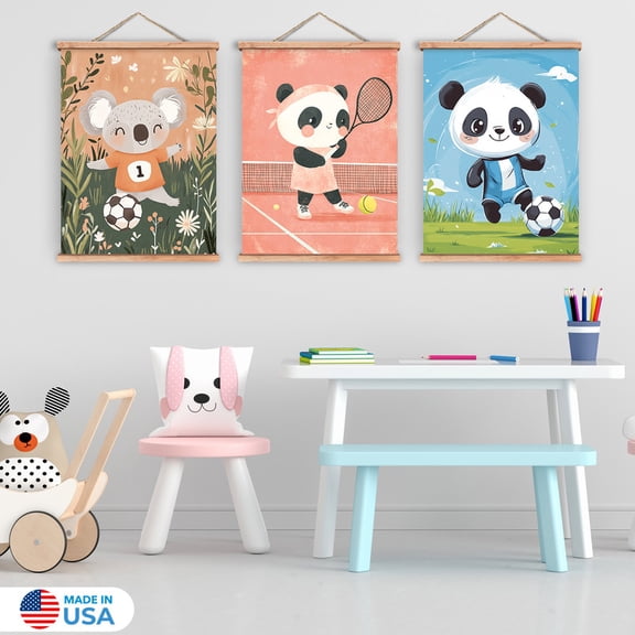 Koala Keepers Set of 3 Magnetic Wood Frame Hanger by Dancing Littles Jungle - Size 17.5x24 Inch