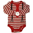 thumbnail image 1 of Koala Kids Infant Boy Red Striped Santa Claus Creeper Bodysuit Baby Outfit, 1 of 2