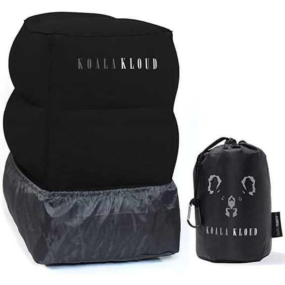 Koala Kloud Travel Foot Rest - Inflatable Foot Rest Pillow, Footrest for Flights, Car Seat Foot Rest, Airplane Bed for Toddler, Kids Travel Accessories, Black$$Bedding