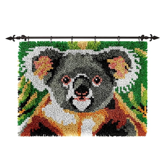 Koala Latch Hook Rug Kits for Adults Beginners, Pre-printed Canvas Carpet Making Set for Wall Hanging Home Decor 20x15 Inch