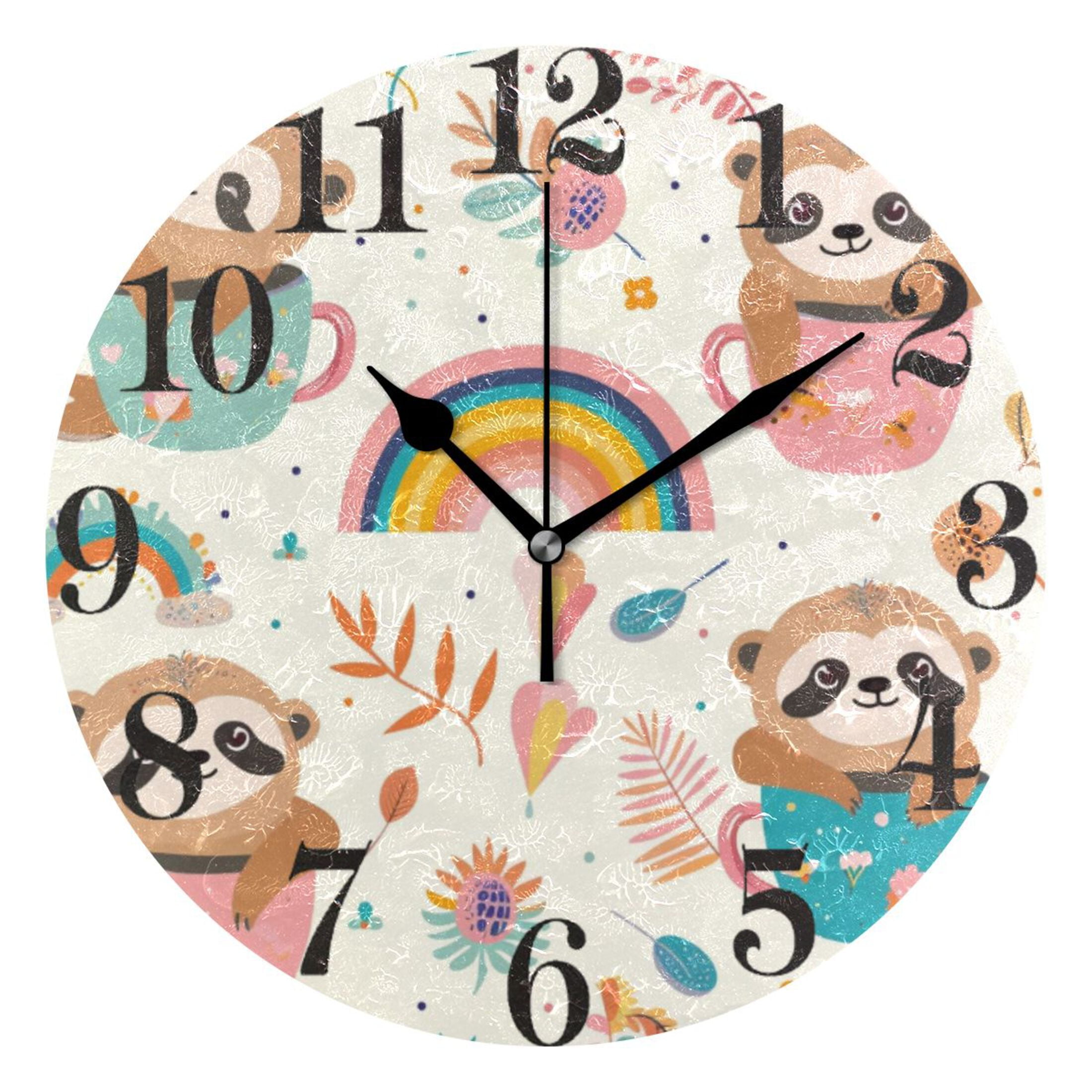 Koala Leaf Rainbow Cup Wall Clock 9.8 inch Battery Operated Clocks Non ...