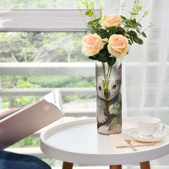 Koala Leaves Grey Vases for Flowers Modern Decorative Vase Home Decor for Bedroom Kitchen Living Room Centerpieces