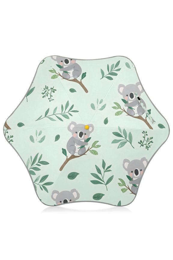 Koala Leaves Pattern Kids Umbrella Rain Umbrella Clear Grip Handle Folding Umbrellas UV50+ 35in