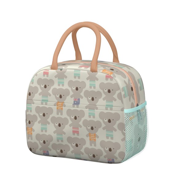 Koala Lunch Bag for Women, Cute Australian Koala Bear Cartoon Print, Reusable Animal Pattern Insulated Cooler Tote for Work, School, Travel, Office Lunch or Outdoor Picnic Use