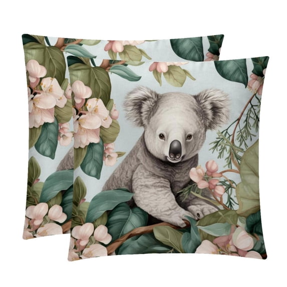 Koala Luxurious Velvet Decorative Pillows Covers - Set of 2 Throw Pillow Covers for Chair, Unique Patterns, 16x16, 18x18, 20x20 Inches for Any Occasion