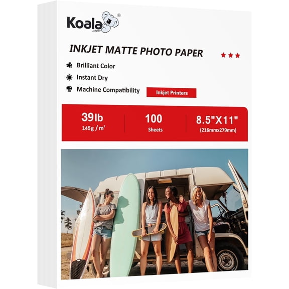 Koala Matte Coated Photo Paper Single-sided 39LB 145GSM 8.5X11 Inches Compatible with Inkjet Printer for Text Presentation Print 100 Sheets