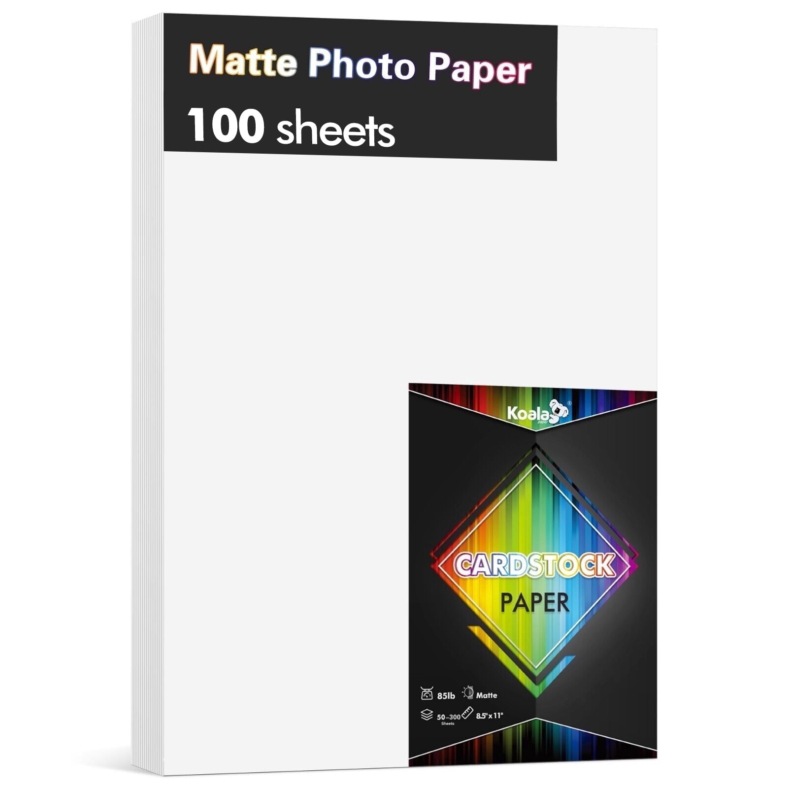 Koala Cardstock Heavy Weight Matte Photo Printer Paper for Inkjet or Laser Printers, 8.5x11 inch, 100 Sheets, Thick Card StockPaper