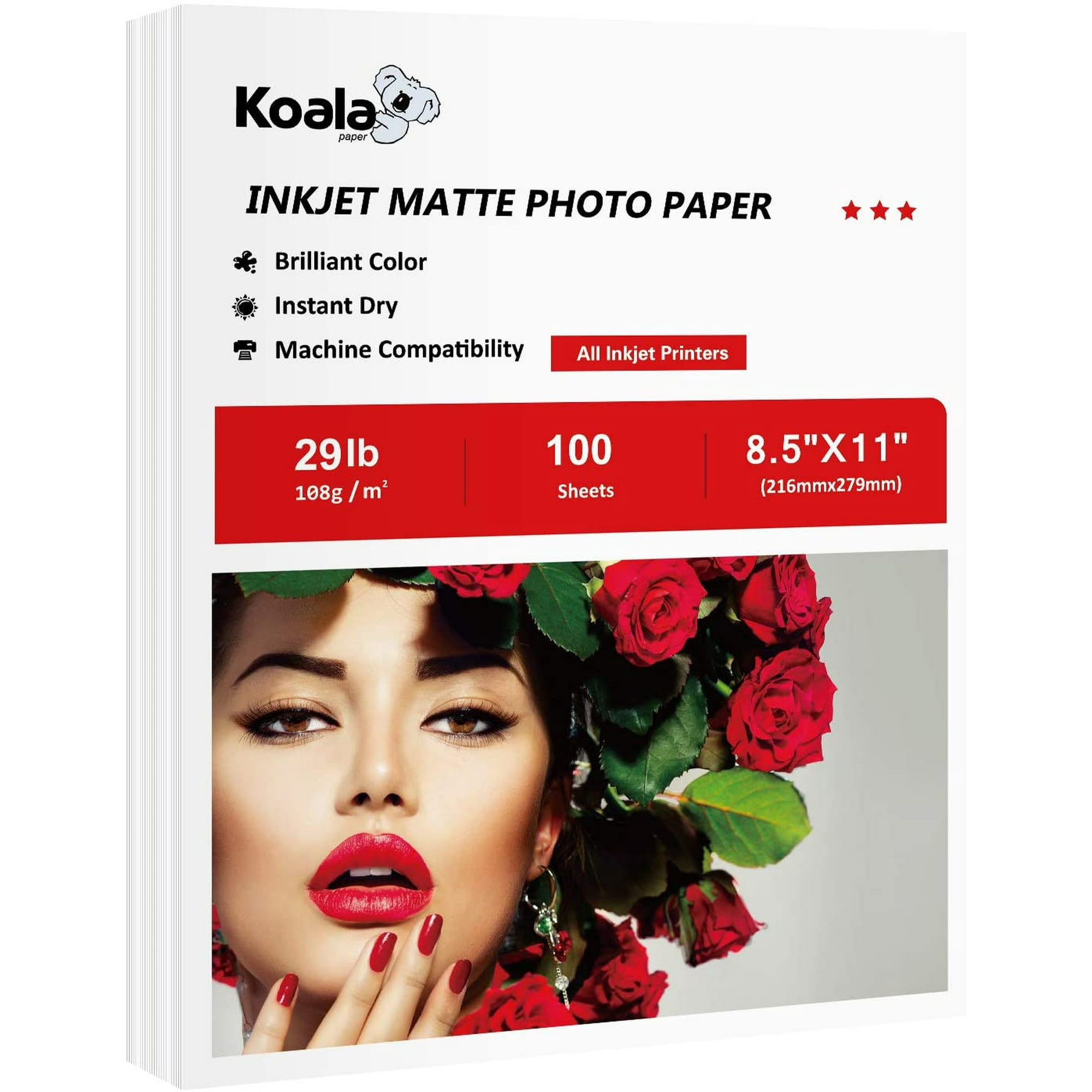 Koala Premium Photo Paper 8.5x11 Glossy 61lb Heavyweight 230gsm 12mil - Cardstock Photo Paper for Inkjet Printers Epson Canon HP Scratch Resistant