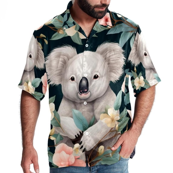 Koala Men's Casual Short Sleeve Button Down Shirts - Printed Summer Beach Tops for Men and Women