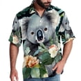 thumbnail image 1 of Koala Men's Short Sleeve Beach Shirts Poplin Spread Collar Tops Casual Printed Button Down Summer Unisex, 1 of 6
