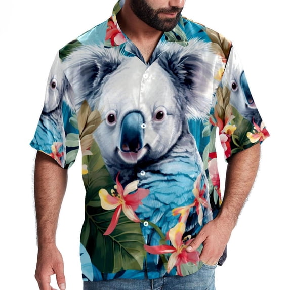 Koala Men's Short Sleeve Button Down Casual Beach Printed Shirts