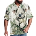 thumbnail image 1 of Koala Men's Short Sleeve Button Down Poplin Hawaiian Shirt for Summer Beach, Casual Printed Unisex Style, 1 of 1