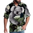 thumbnail image 1 of Koala Men's Short Sleeve Hawaiian Shirt, Casual Printed Button Down Beach Tops, Summer Poplin Spread Collar Unisex Button Down Shirts, 1 of 6