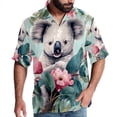 thumbnail image 1 of Koala Men's Short Sleeve Hawaiian Shirt, Casual Printed Button Down Beach Tops, Summer Poplin Spread Collar Unisex Button Down Shirts, 1 of 6