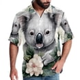 thumbnail image 1 of Koala Men's Short Sleeve Hawaiian Shirt, Casual Printed Button Down Beach Tops, Summer Poplin Spread Collar Unisex Button Down Shirts, 1 of 6