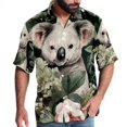 thumbnail image 1 of Koala Men's Short Sleeve Printed Button Down Beach Shirt Casual Summer Unisex Tops with Spread Collar, 1 of 6